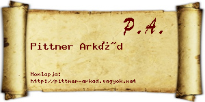 Pittner Arkád névjegykártya